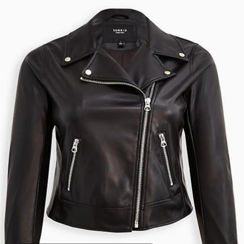 torrid Black Faux Leather Asymmetrical Moto Jacket